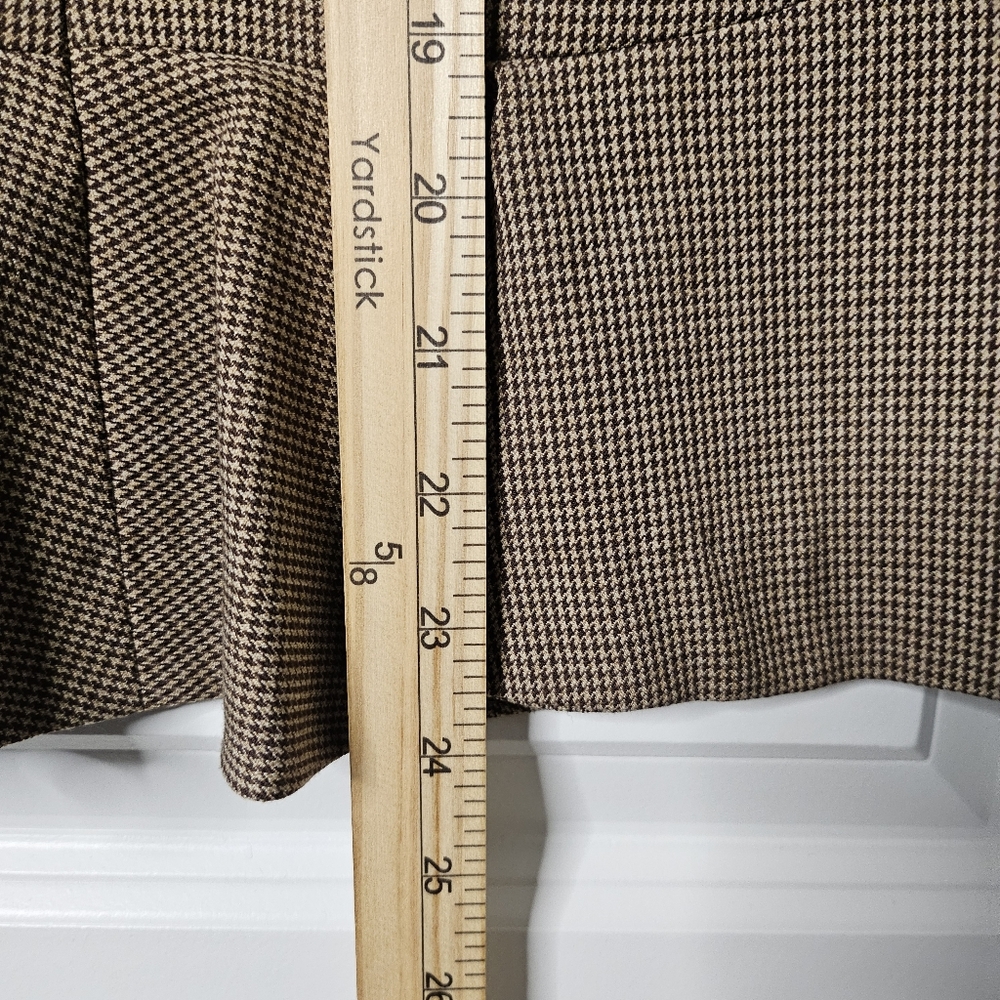 Rafaella Brown Houndstooth Pencil Skirt Size 8 Back Flounce Career Work Business - Picture 11 of 12